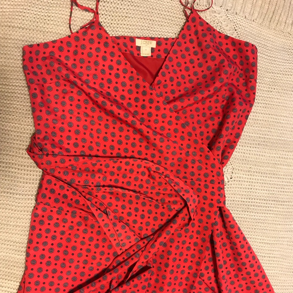 JCrew silk pink, patterned wrap sundress